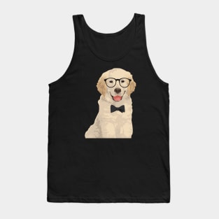 Cute Hipster Golden Retriever Puppy T-Shirt Tank Top